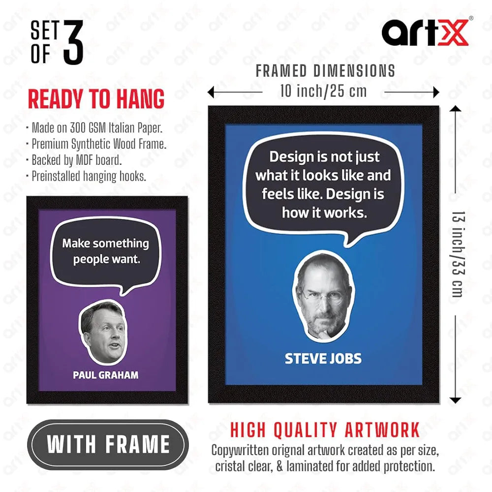 ArtX Paper Famous Motivational Quotes Wall Frames Set of 3 - Swadesii