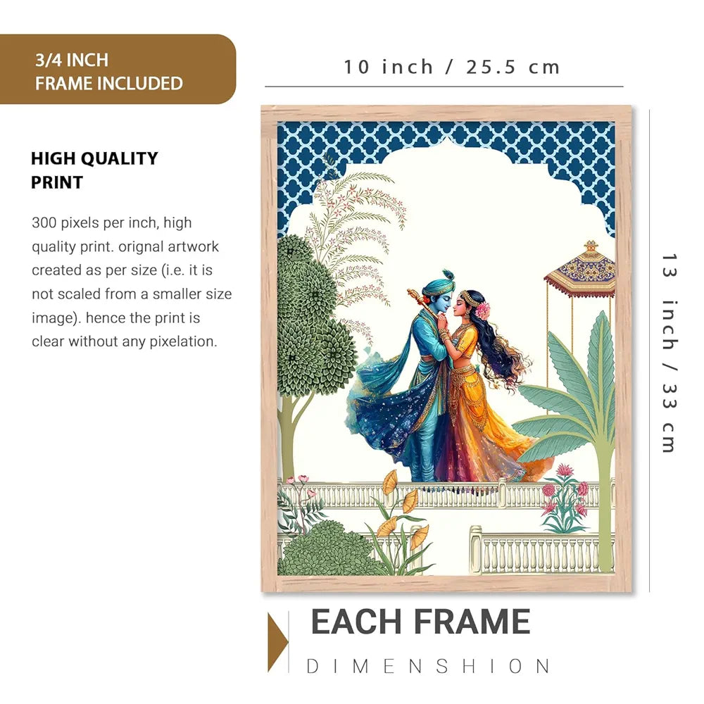 kotart Framed Wall Painting for Home Room Bedroom Office Wall Décor|Traditional Indian Wall Art Madhubani Paintings for Living Room|set of 6 