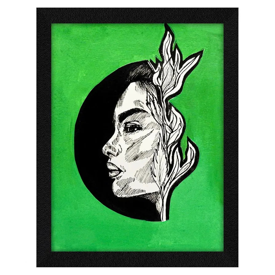 ArtX Paper Pen Art Women Frame Wall Art Painting, Multicolor, Abstract, 10X13 inches, Set of 1