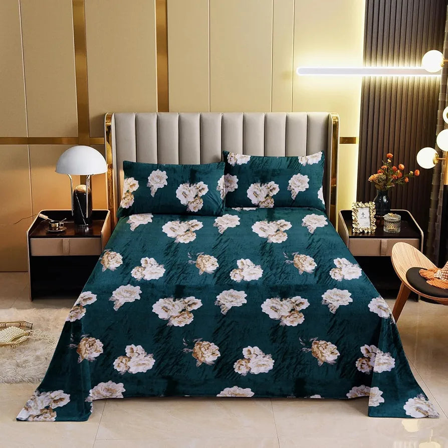 Cloth Fusion 190 TC Warm Winter Bedsheet for Double Bed King Size with 2 Pillow Covers, Cozy Woolen Bedsheets for Double Bed 