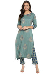 Janasya Women's Yellow Rayon Straight Kurta with Pant