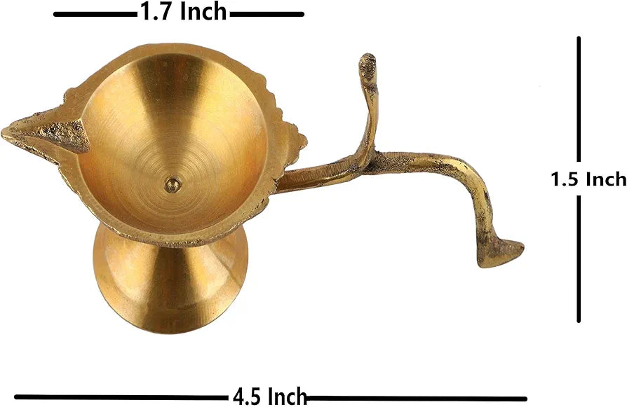 UAPAN MetalCraft Brass Puja Diya with Handle 
