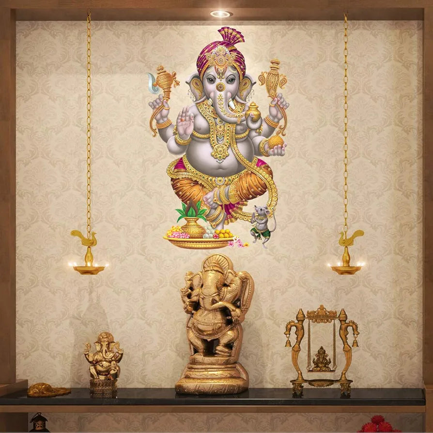 Rangoli White Glossy Vinyl Wall Sticker Premium Self-Adhesive Waterproof Decorative Wall Decal for Bedroom, Living Room, Office & Home Decoration Easy to Apply. Parent-7, Design-18