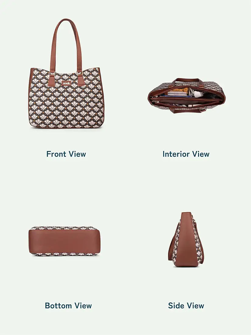 ZOUK Women's Getaway Handbag | Jute | Vegan Leather Handcrafted Tote Bag