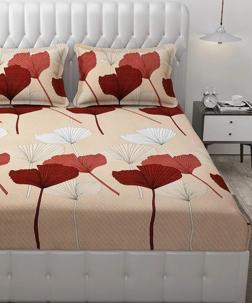 FRESH FROM LOOM Floral King Size Bedsheet - Microfiber Rotary Printed, Hypoallergenic, Wrinkle Free with 2 Pillow Covers , Multicolor