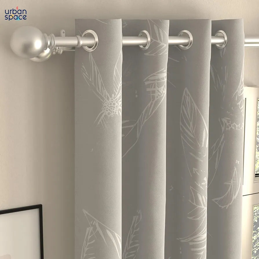 Urban Space Blackout Curtains 7 Feet Set of 2 for Door, 80-85% Light Blocking Curtains for Living Room, Digital Printed Curtains with Eyelets, Tieback Included 