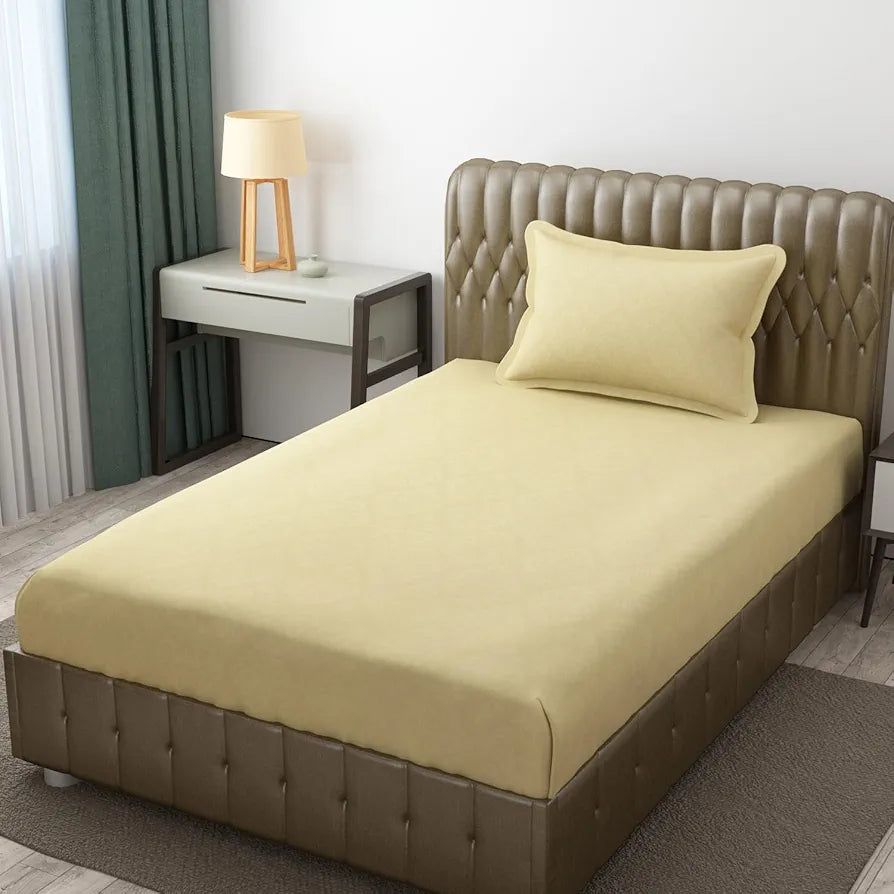 FRESH FROM LOOM Single Bed Bedsheet - Hypoallergenic, Wrinkle Free Microfiber Solid Bed Sheets With 1 Pillow Covers , 144 TC