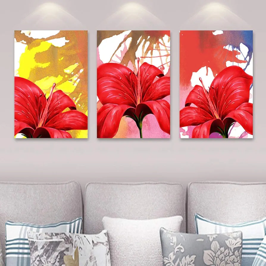 Rangoli MDF 3 Pcs Wall Poster 12x18 Inch Decorative Wall Art for Home, Office, Living Room. P-4, Design-20