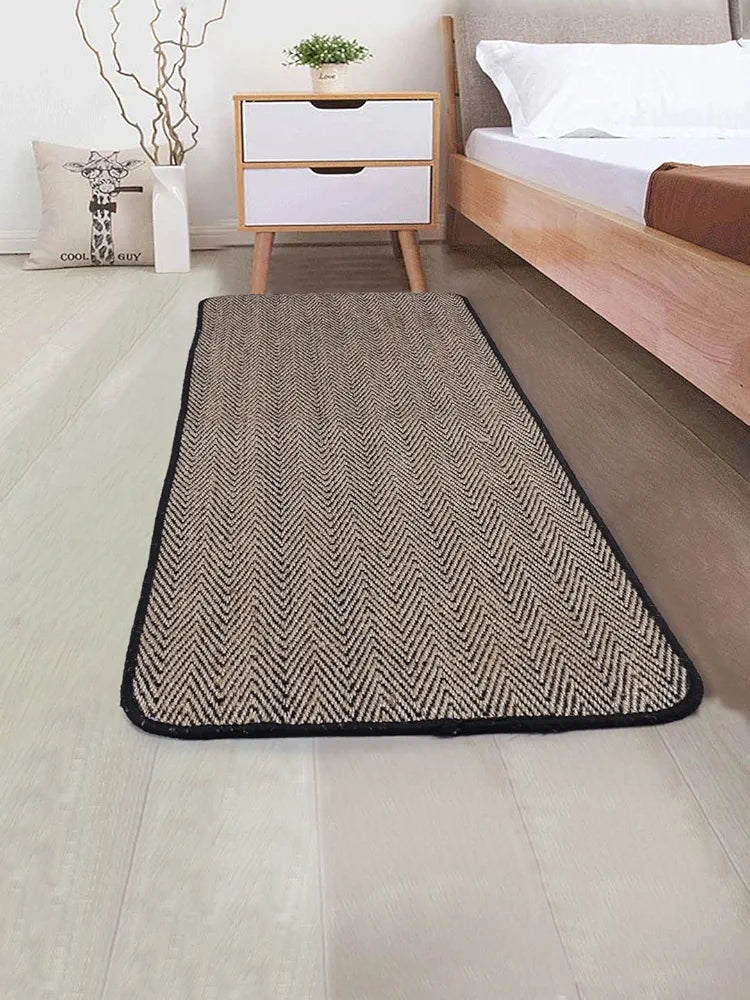 Saral Home Soft Jute Cotton Durable & Washable Multipurpose Bedside Runner for Home/Kitchen/Living Area/Lobby/Office Entrance with Anti Skid Backing 