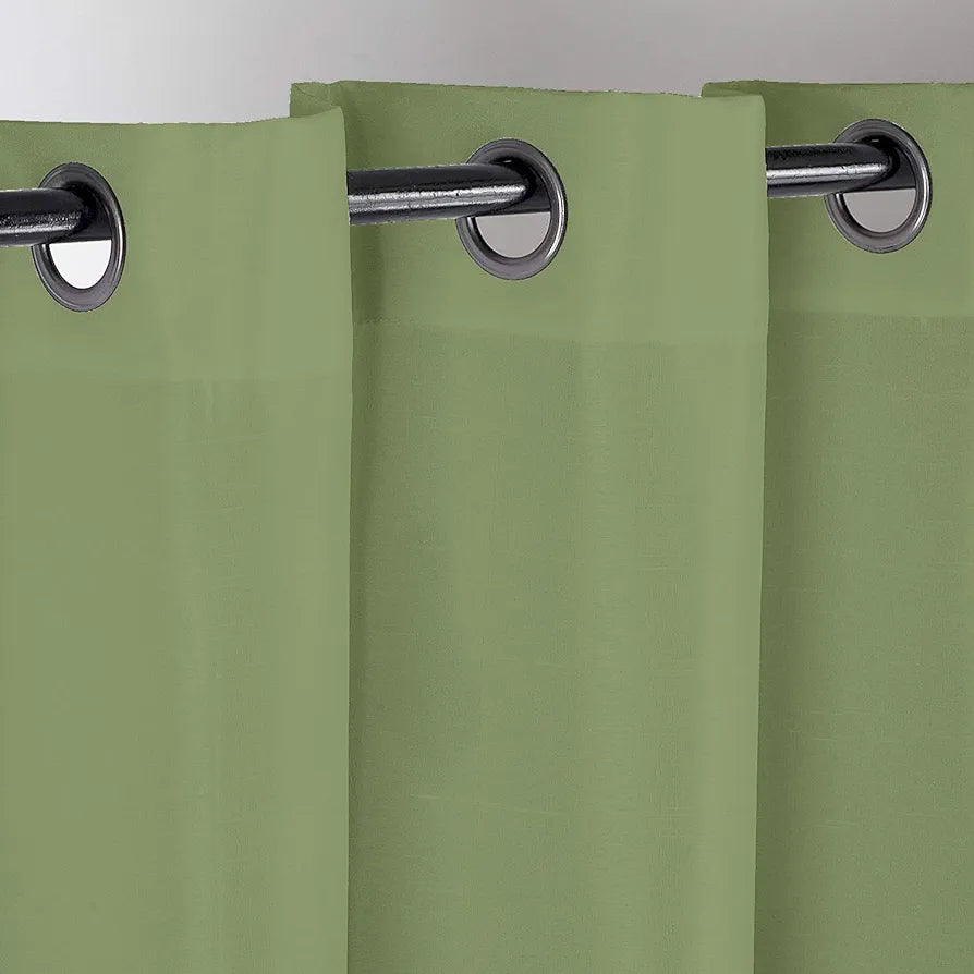 Divine Casa Super Satin Blackout Door Curtains Pack of 2 | Solid Panels for Complete Light Block | Size 7 Feet | Silky Touch & Thermal Insulation | Pastel Green