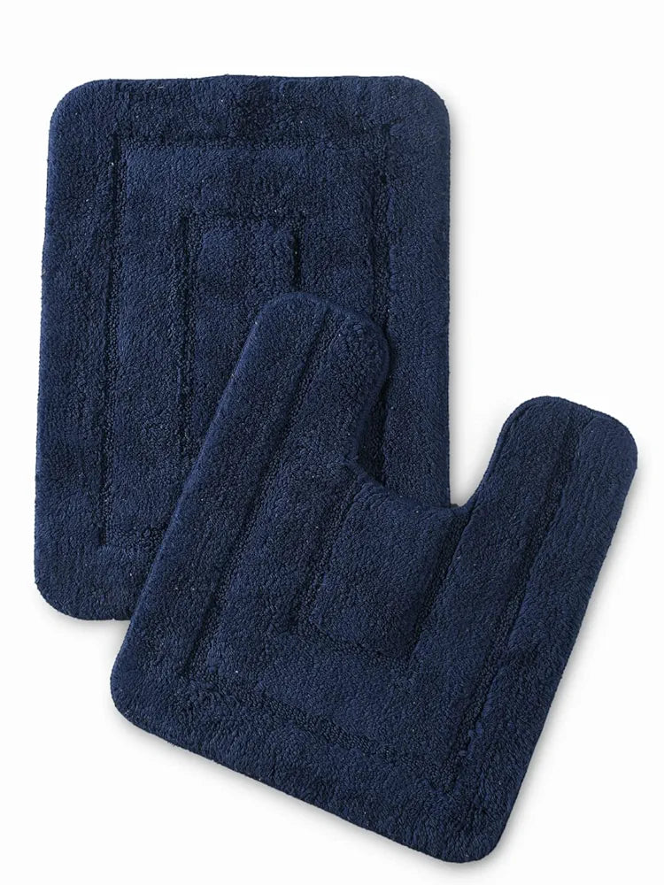Saral Home Cotton Anti Slip Bathmat Set with Contour | Washable, Non-Slip & Quick-Drying Mats for Home/Kitchen/Office | Soft & Super Absorbent Mats for Shower 