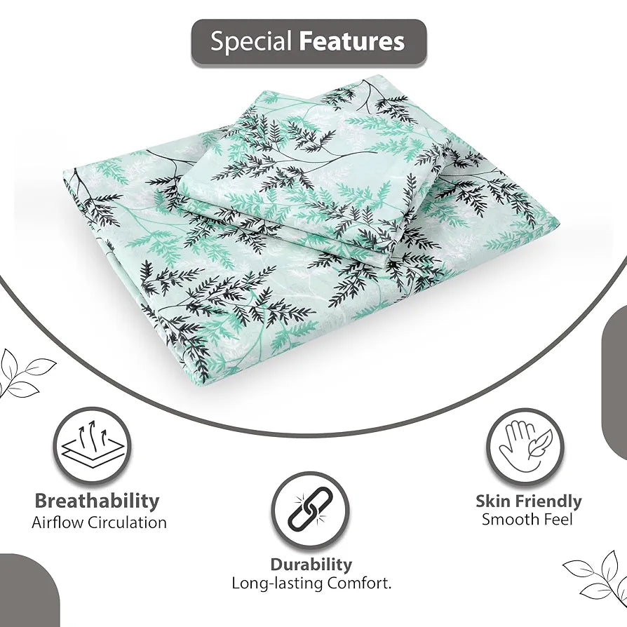 Divine Casa 100% Cotton Bedsheet for Single Bed, 144 TC Bedsheet Single Size Bed Cotton with 1 Pillow Cover 