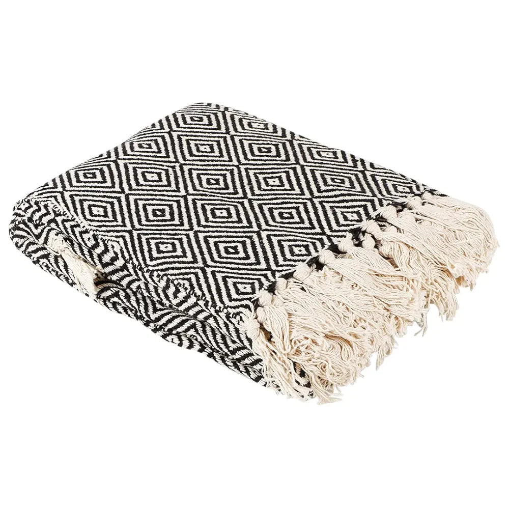 SASHAA WORLD Cotton Throw Blanket | Throw for Living Room, Sofa, Bed, Chair, Picnic & Used for Gift | Cotton Diamond Throw 130x 180 cm 