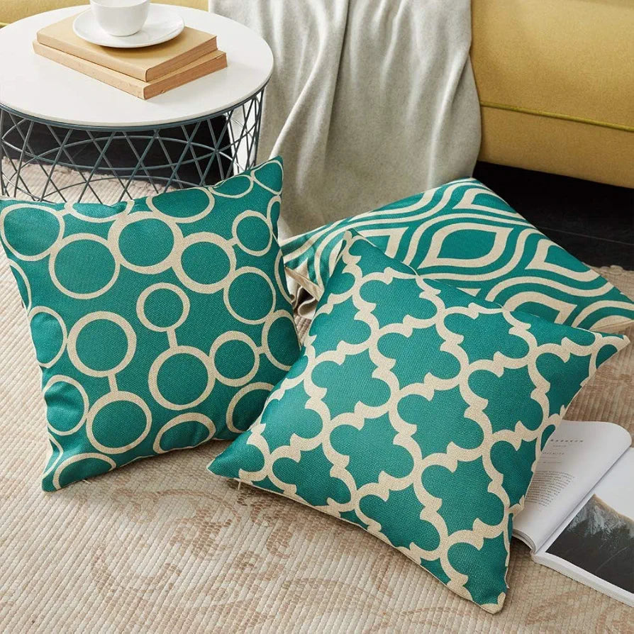 AEROHAVEN Set of 6 Satin Abstract Designer Decorative Throw Pillow/Cushion Covers - 