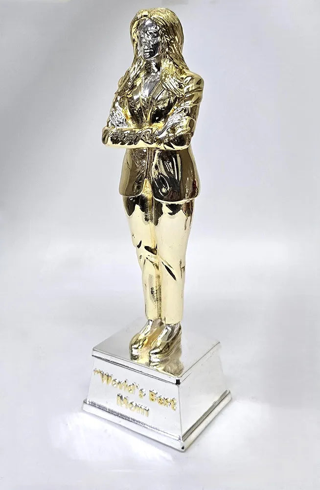 Gold Art India Best Mother Trophy FigurineGold & Silver Plated | Women's Day Gift for Mother | Mothers Birthday Gift | Study Table | Office Desk 9'' Inch