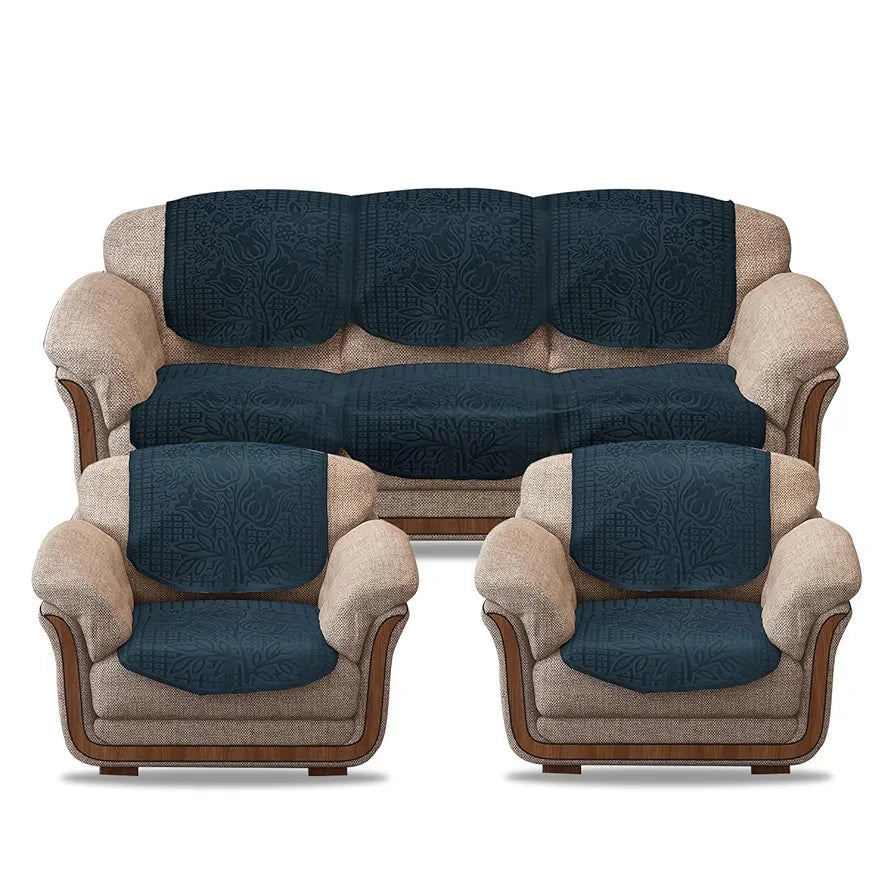 Cloth Fusion Italian Velvet Sofa Cover 5 Seater Set, Perfect Floral Embossed Sofa Cover 3 Seater and 2 Seater for Living Room 