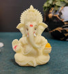 Gold Art India Ivory Ganesha Idol for Car Dashboard Lord Ganpati Diwali Gifts Home Decor