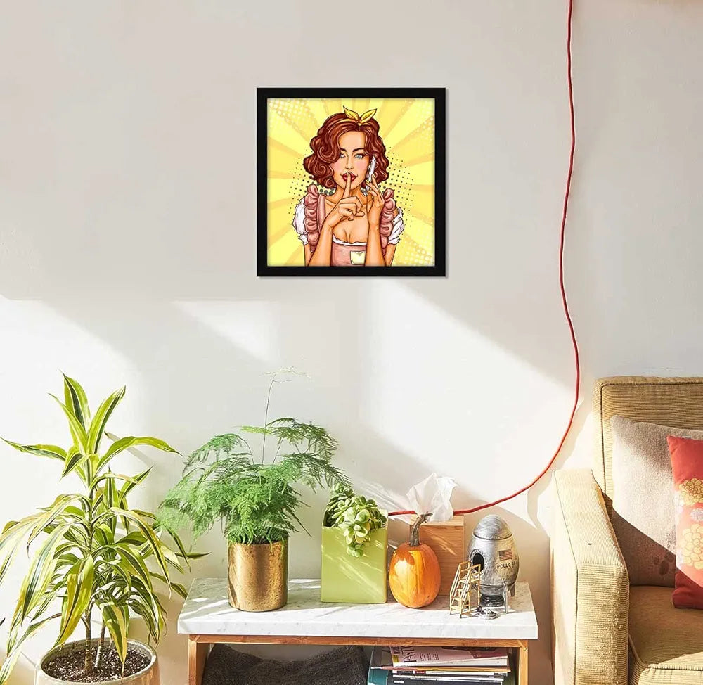 ArtX Paper Beautiful Women Pop Art Wall Art Painting, Multicolor, Abstract, 13X13 in, Set of 1