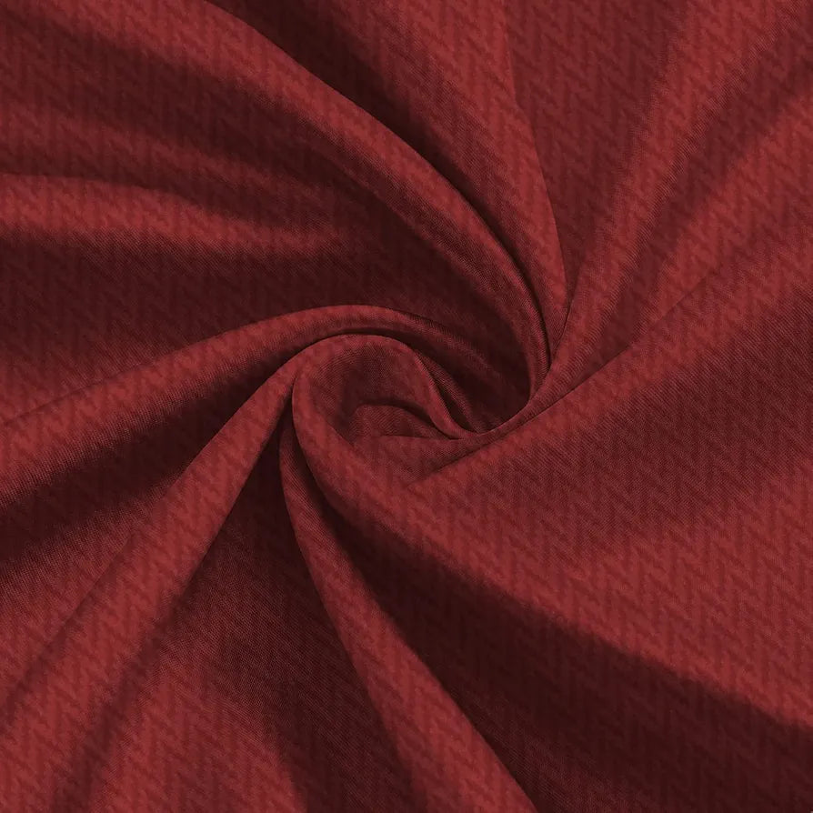 Divine Casa 5 Feet Zig Zag Design Window Curtain | Lightweight Maroon Polyester Panel with Metal Grommet | Single Piece for Modern Home Decor