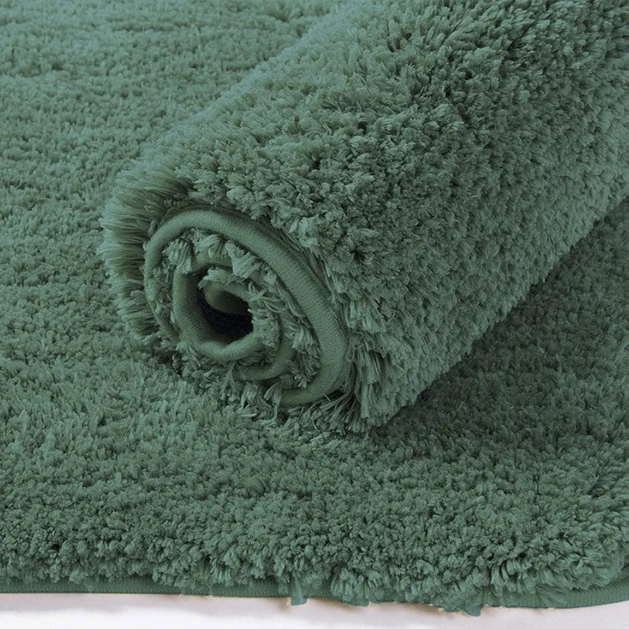 LUXE HOME INTERNATIONAL Microfibre Rectangular Bath mat Super Soft Anti Skid Newman Mats For Bathroom ,Green