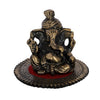 Ecraftindia Pagdi Metal Lord Ganesha on Round Base