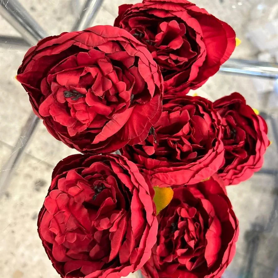 SATYAM KRAFT 6 Pcs Artificial Fabric Rose Flower Heads | Handmade Peony Style Flowers for DIY Crafting, Gift Packing, Bouquet Making, Wedding, Home & Event Decoration 