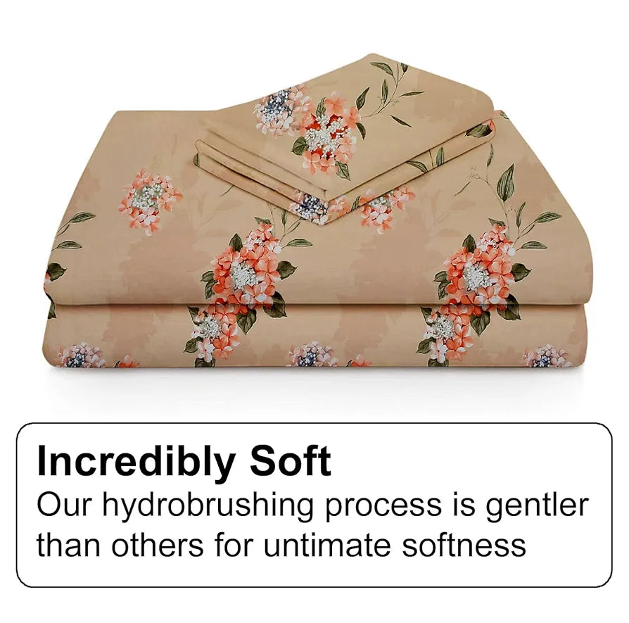 Fresh From Loom Hypoallergenic Floral Print King Size Bedsheet with 2 Pillow Covers - Microfiber, 240 TC 
