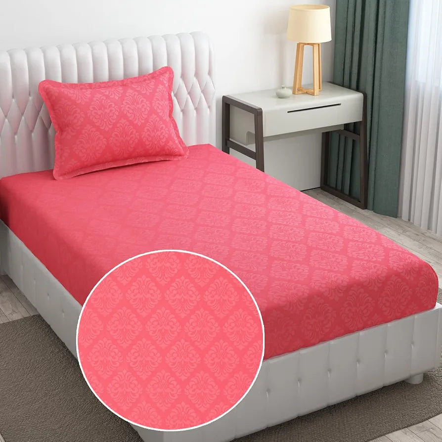 FRESH FROM LOOM Single Bedsheet - Microfiber Rotary Printed, Hypoallergenic, Wrinkle Free with 1 Pillow Covers , 144 TC