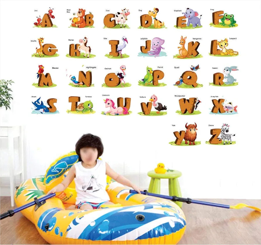 AH Decals Kids Room Wall Sticker Alphabet PVC Vinyl Wall Sticker for Kids Room Play School -Self-Adhesive