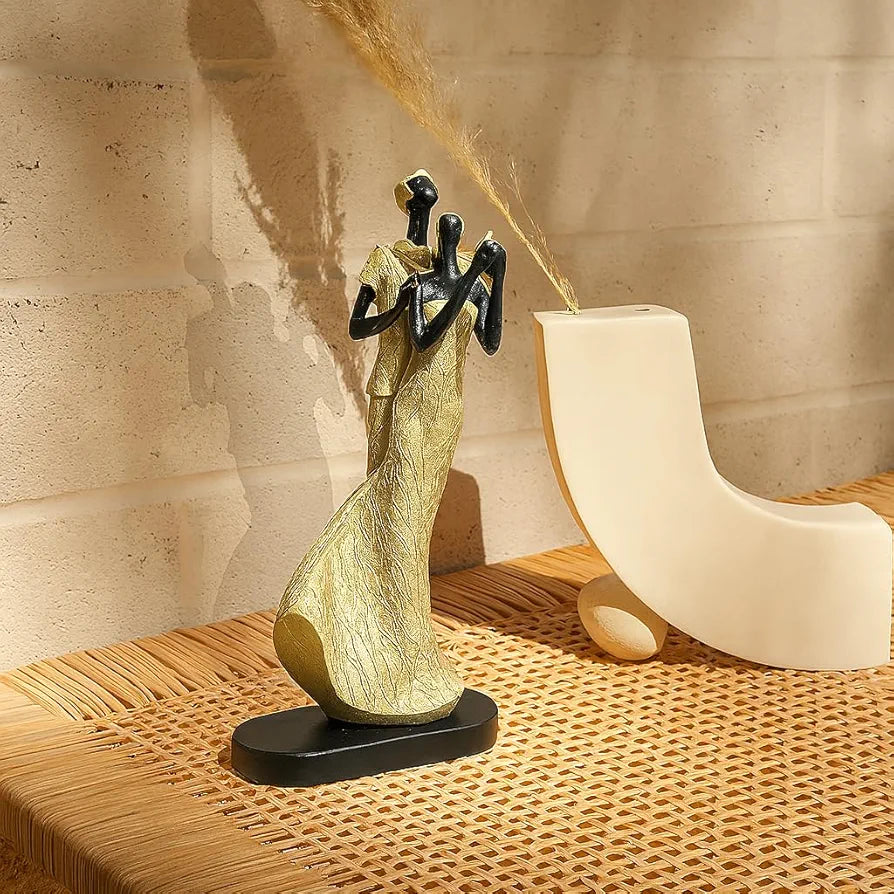 Xtore Lavish Golden Black Resin Couple with Bird for Home Decor 