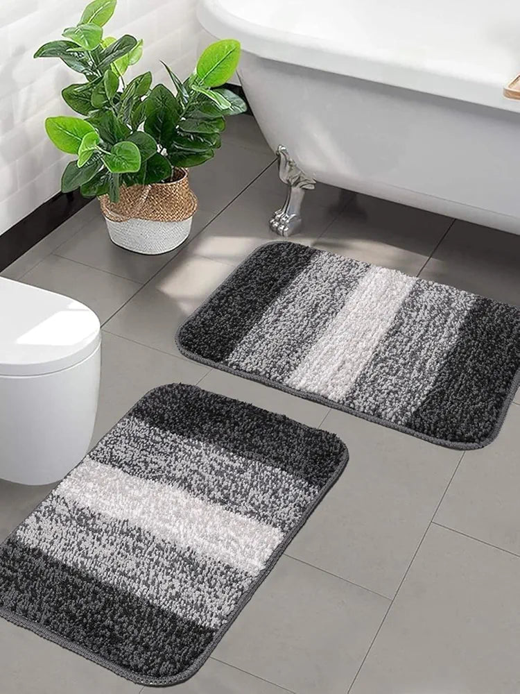 Status Contract Anti Slip Microfiber Mat for Bathroom| Machine Washable Bathroom Anti Skid Mats for Bathing Area & Shower |Black 