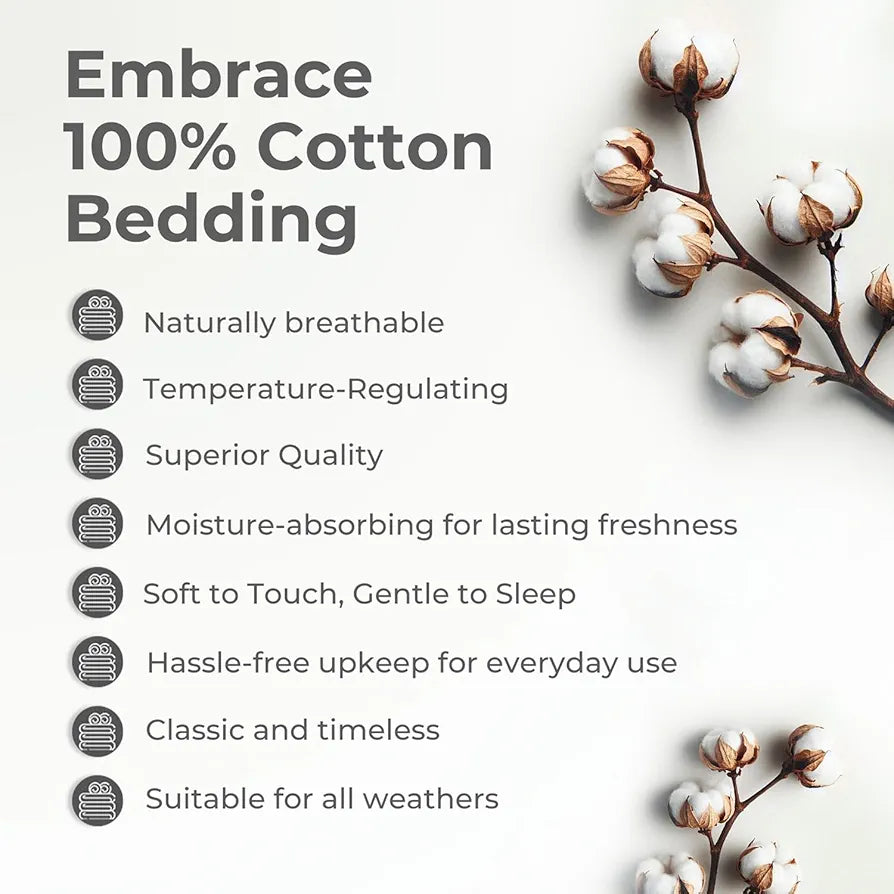 Emaline 100% Cotton King Bedsheet Set  | 1 King Cotton Bedsheet & 2 Pillow Covers | Breathable & Anti-Wrinkle | 144 TC | 