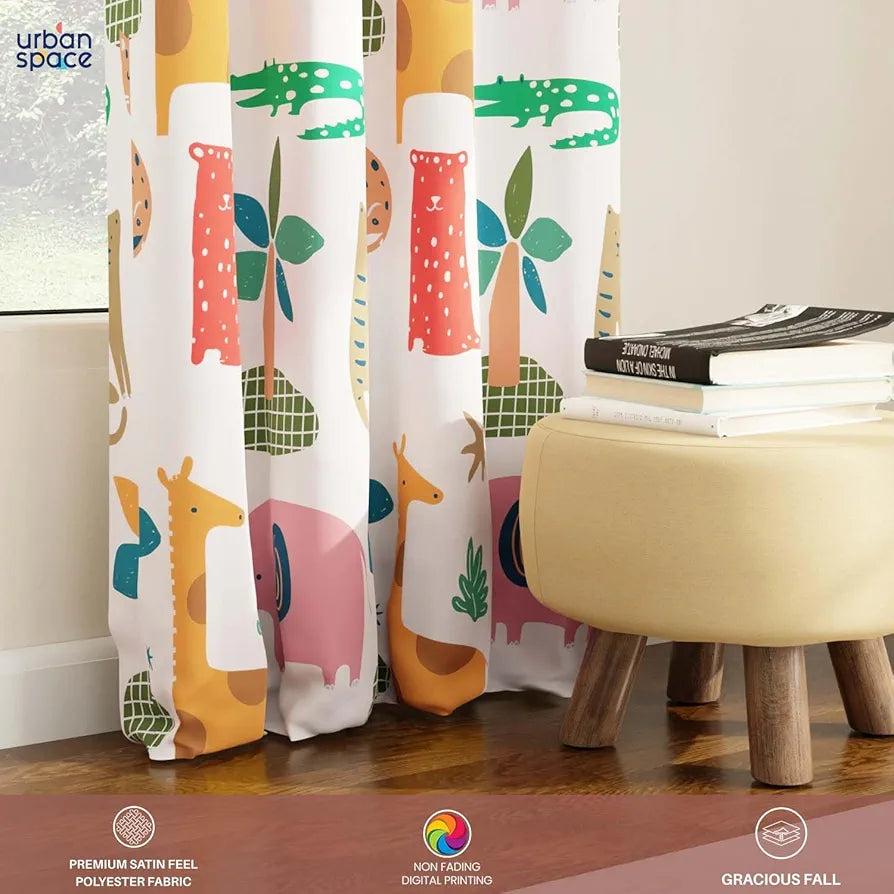 Urban Space Digital Printed Blackout Curtains for Door Bedroom,80-85% Room Darkening Blackout Kids Decorative Curtains,1 Piece Curtain with Eyelets and Tieback