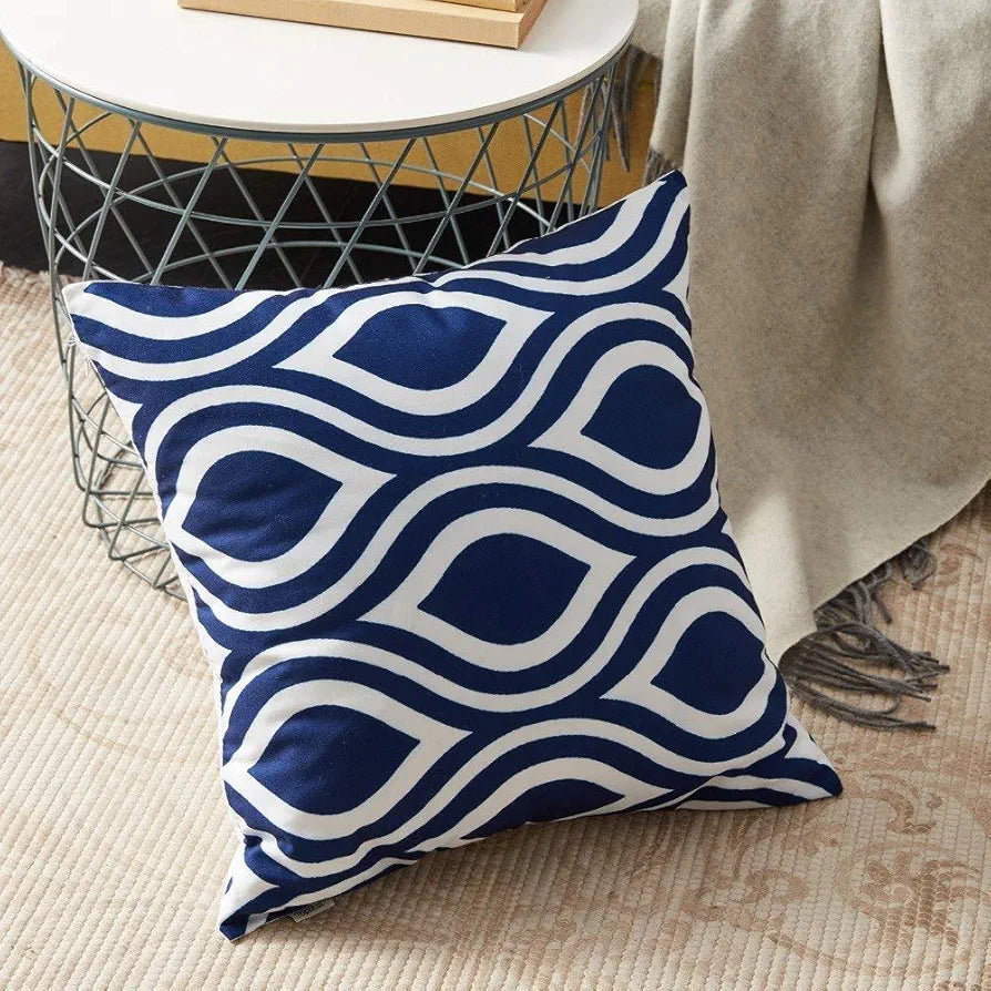 AEROHAVEN Satin 150TC Cushion Covers , 16x16 Inch, 40x40 cm, Blue , Set of 6 Piece