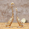 Artisyn Silver and Golden Metal Loving Kissing Swan Couple Statue Cute Love Birds Figurines Showpieces