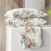 Layers Zen Cotton Blend King Bedsheet Set 1 King Cotton Bedsheet & 2 Pillow Covers Breathable & Anti-Wrinkle 225 CVC Orange Floral