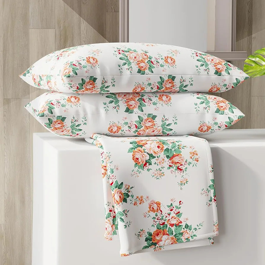 Zen Cotton Blend Double Bedsheet Set  | 1 Double Cotton Bedsheet & 2 Pillow Covers | Breathable & Anti-Wrinkle | 225 CVC | 