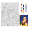 Hobby India Self Painting Beautiful Women Canvas | Pre-designed Canvas Board | 12 Shades Tempra Paint