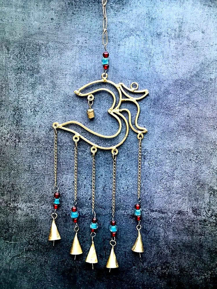 DULI Metal Windchime Wall Hanging, Feng Shui, Wall Art, Wall Decor, PositiveVibes, Rustic Wall Hangings, Wall Art, Diwali Decor, Home Decor Hanging Bells 