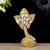 Indicast Resin Lord Ganesha Idol Gold & Silver Plated Murti for Good Luck & Success Home Decor & Gifts