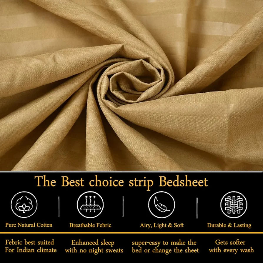 FRESH FROM LOOM Microfiber Wrinkle Resistant|Soft Skin Safe|Breathable Queen Size Flat Solid Bedsheets|Hotel & Home|Double Bedsheet Set With 2 Pillow Covers 144 TC 