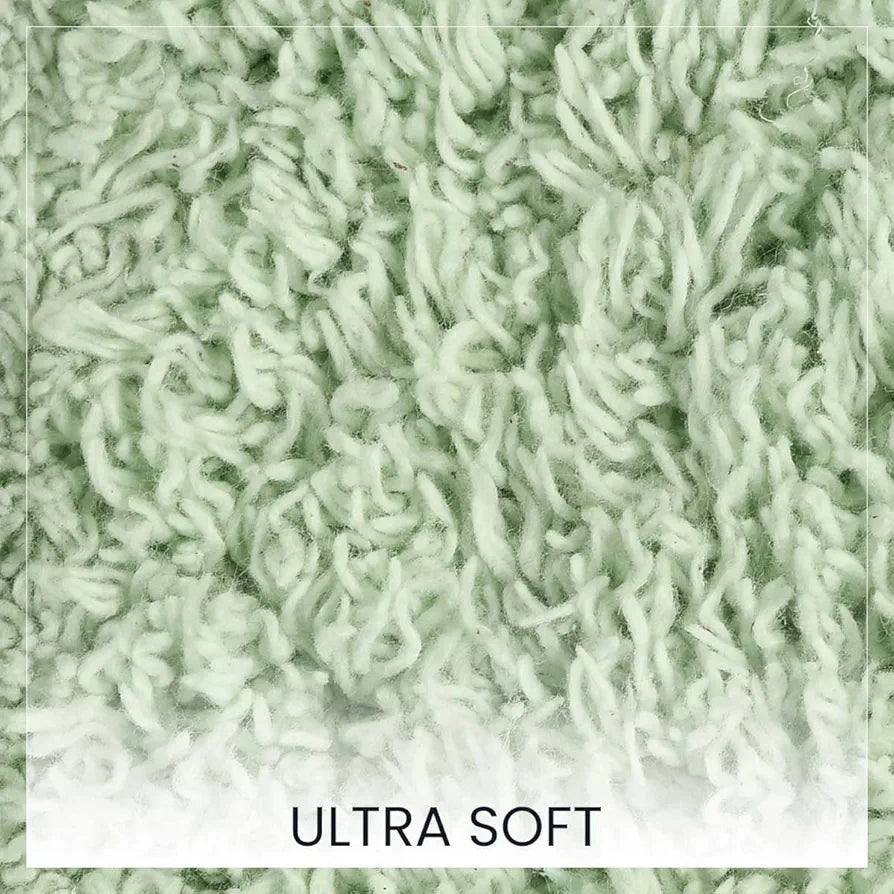 SASHAA WORLD Solid Anti-Skid Cotton Bathmat and Contour Set for Bathroom, Ultra Soft & Absorbent, Tufted Weave, Anti-Slip Latex Backing, Includes Contour & Rectangle Mat, 50X80cm, Mint Pack of 2
