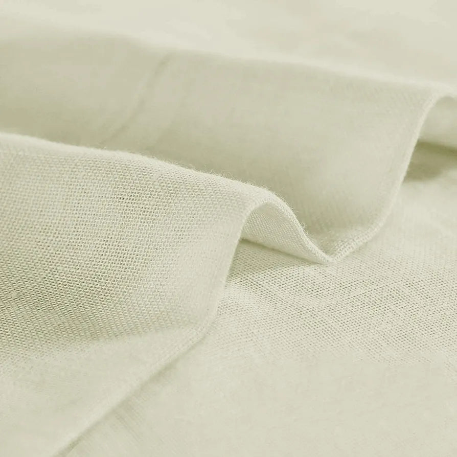 Cloth Fusion Plain Cotton Feel Sheer Window Curtains 5 Feet Long Set of 2, Semi-Transparent Curtain for Window with Grommet Design for Home Decor 