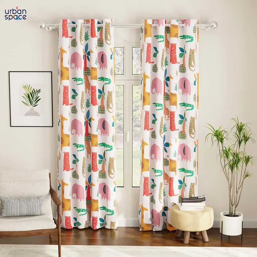 Urban Space Digital Printed Blackout Curtains for Door Bedroom,80-85% Room Darkening Blackout Kids Decorative Curtains,1 Piece Curtain with Eyelets and Tieback