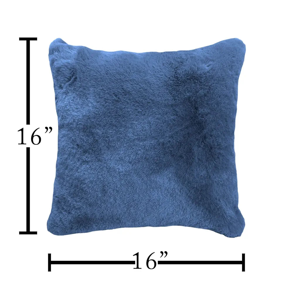 Luxe Home Cushion Cover 16 inch x 16 inch One Side Rabbit Fur Plain Design Covers Set of 2 for Sofa, Bedroom, livingroom 