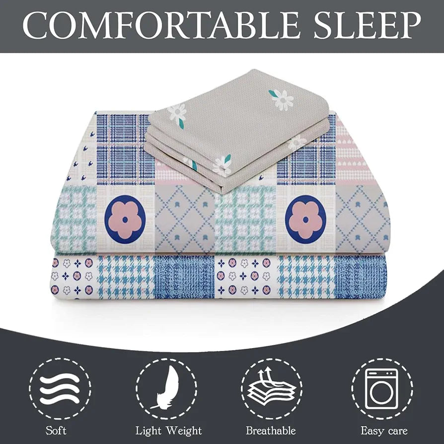 FRESH FROM LOOM Microfiber Cotton Bedsheet for Double Bed with 2 Pillow Cover | 240 TC King Size Soft Bed Sheet |Hypoallergenic Anti Fade Printed Bed Cover 