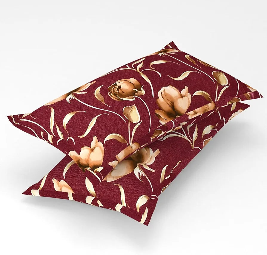 Homefab India 160 TC Glace Cotton Double BedSheet with 2 Pillow Covers -  - Multicolor, Floral