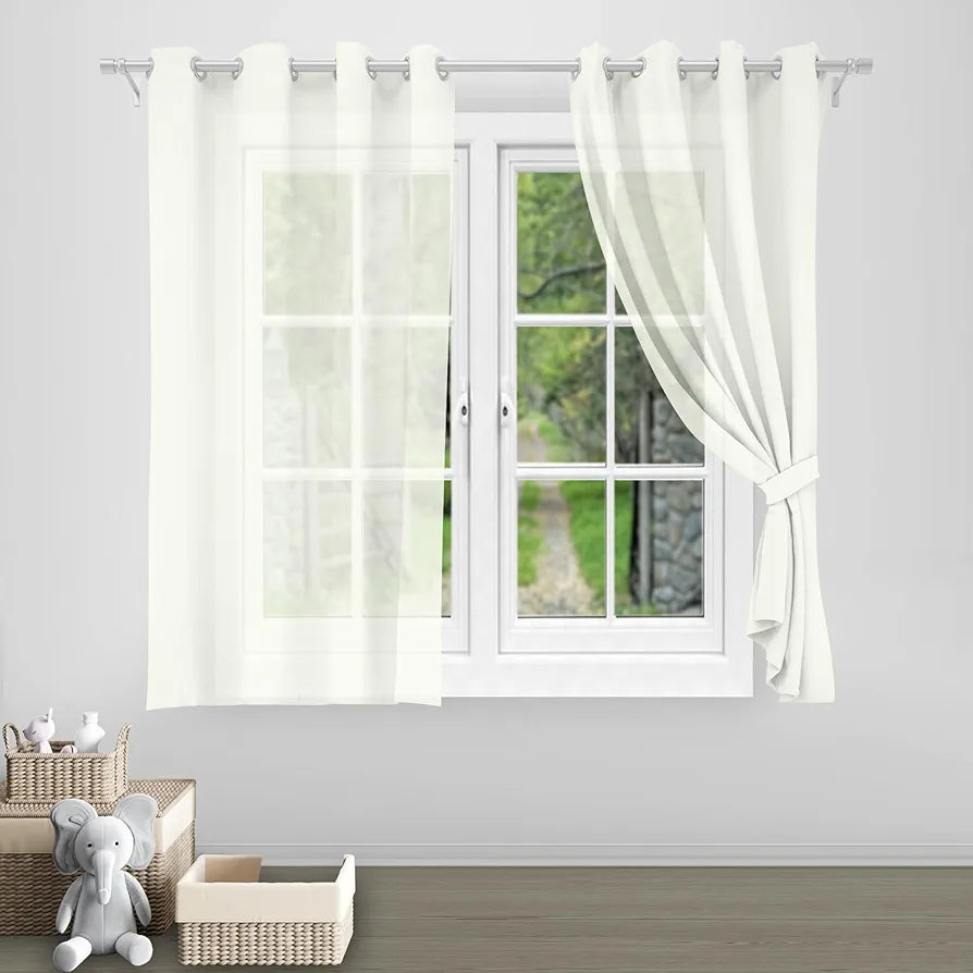 Divine Casa Sheer Window Curtain 5 Feet | Brilliant White | Lightweight Transparent Voile Panel with Metal Eyelets for Living Room & Bedroom | 1 Piece