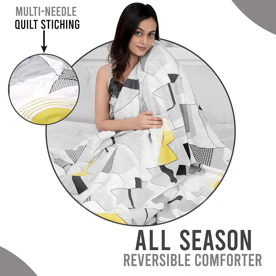 Divine Casa 120 GSM Microfiber Single Bed Comforter | Soft & Lightweight Reversible AC Blanket | All-Season 3-Layered Quilt | 230 x 140 cm, Black Bean