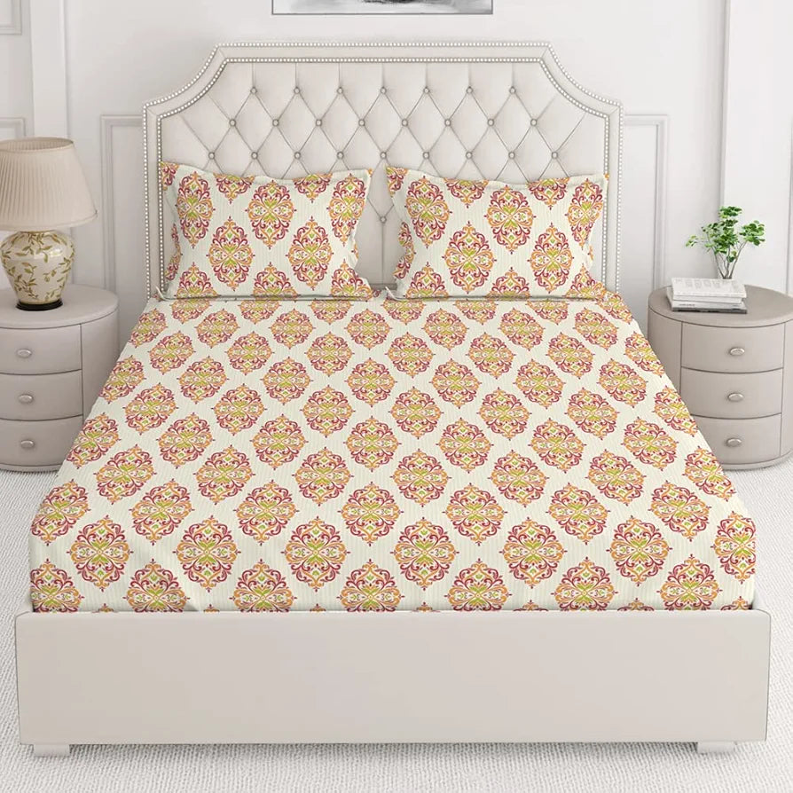 Layers 225TC Toughened Cotton King Size Bedsheet with 2 Pillow Covers , Bed Sheet King, Super Soft, Durable, Wrinkle Resistance, Duracount Collection